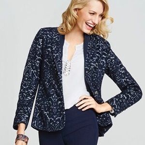 CAbi Navy jacquard jacket 109